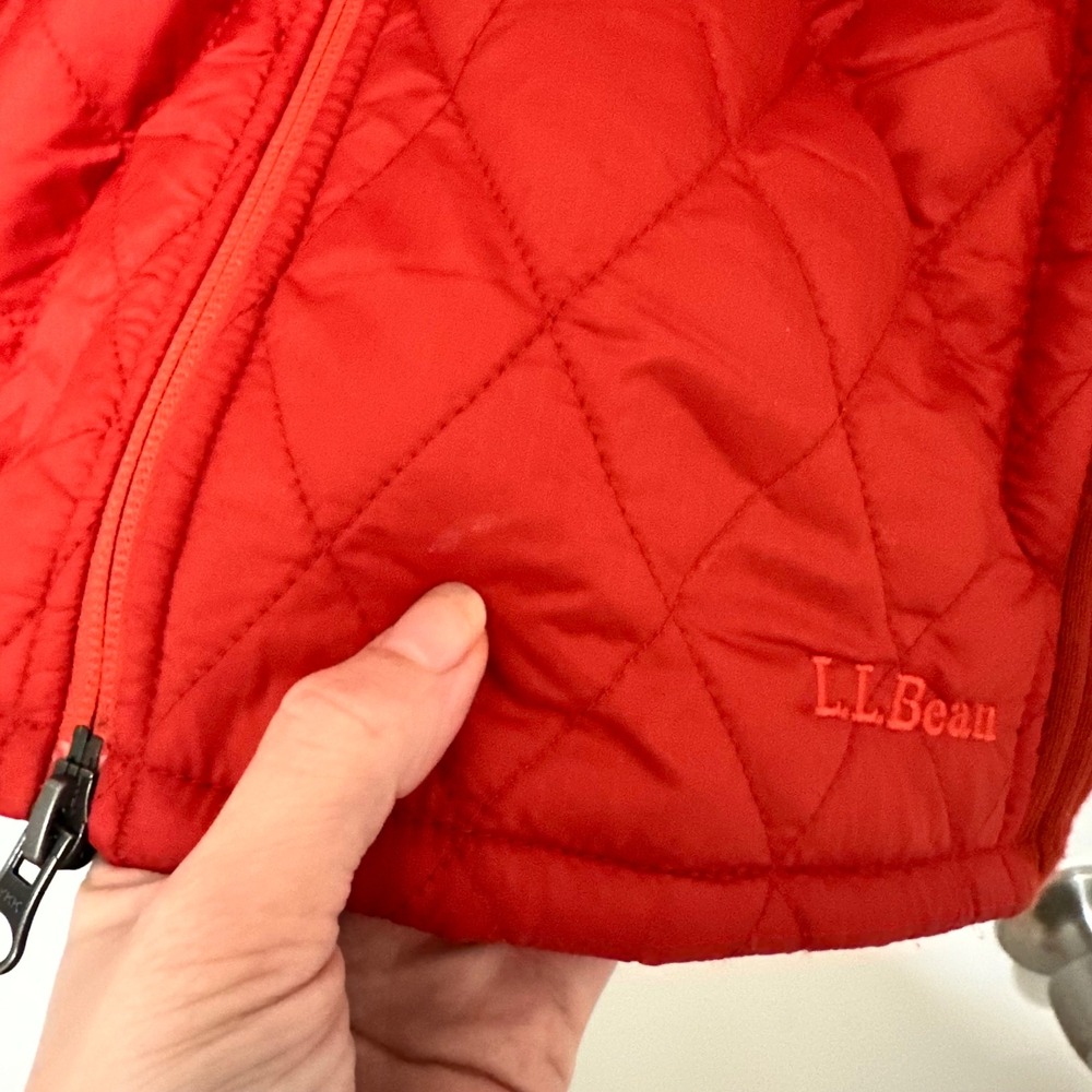 L.L. BEAN | Women's Orange Thinsulate Quilted Sherpa Fleece Lined Vest, M Reg - Picture 7 of 8